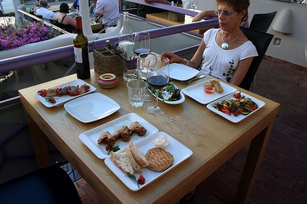 Meat and fish on the left, Veggie on the right